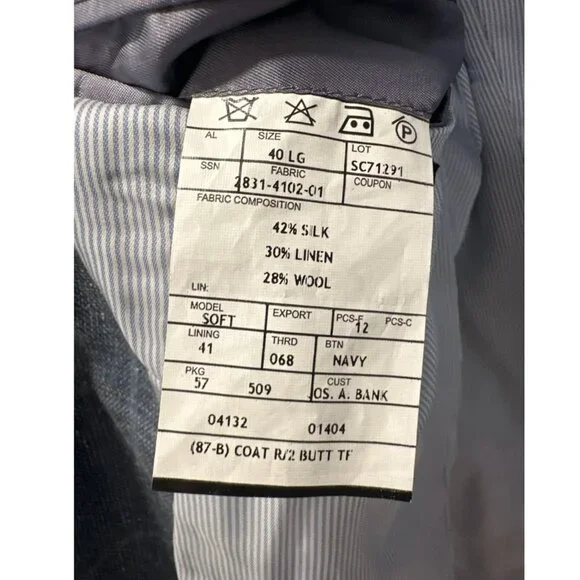 Jos. A. Bank. Blue Windowpane Blazer - Size 40L